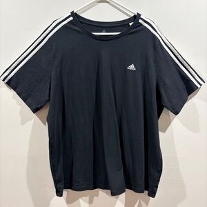 Adidas Black 3-Stripes Tee Plus Size 3X Sporty Athleisure Summer Casual